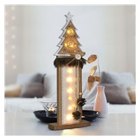 Solight vánoční LED dřevěná dekorace, stromek, 2x AA