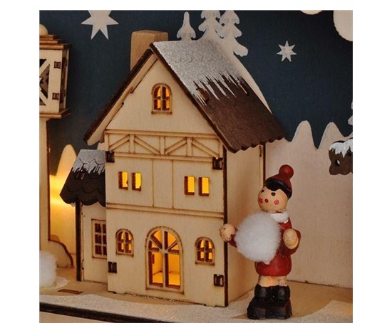 Solight LED adventní kalnedář - horská chata, 10x LED, 50x40cm, 2x AA