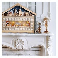 Solight LED adventní kalnedář - horská chata, 10x LED, 50x40cm, 2x AA