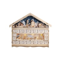 Solight LED adventní kalnedář - horská chata, 10x LED, 50x40cm, 2x AA