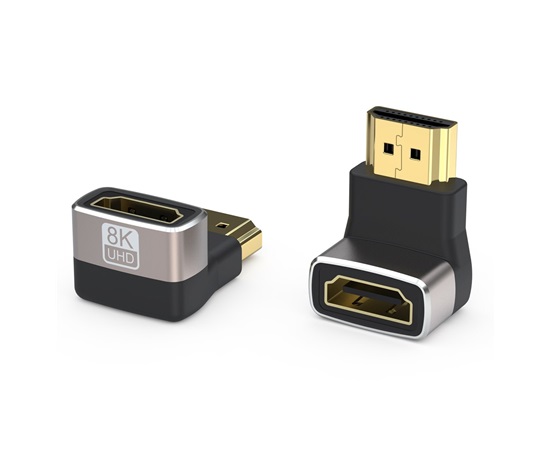 PREMIUMCORD Adaptér spojka 8K HDMI A - HDMI A, F/M, zahnutá do pravého úhlu 90°