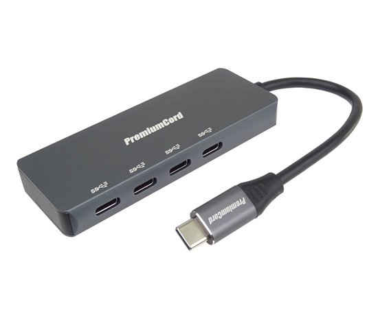 PREMIUMCORD Hub USB-C na 4x USB 3.2 Typ-C, 5G SuperSpeed, Aluminum