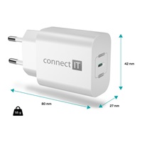 CONNECT IT Voyager2 nabíjecí adaptér 1×USB-C, 25W PD, bílá