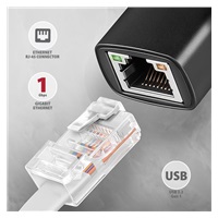 AXAGON ADE-AR, USB-A 3.2 Gen 1 - karta sieciowa Gigabit Ethernet, Realtek 8153, instalacja automatyczna