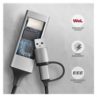 AXAGON ADE-TXCA, USB-C + USB-A 3.2 Gen 1 - karta sieciowa Gigabit Ethernet, Asix AX88179, instalacja automatyczna