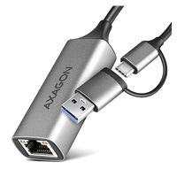 AXAGON ADE-TXCA, USB-C + USB-A 3.2 Gen 1 - karta sieciowa Gigabit Ethernet, Asix AX88179, instalacja automatyczna