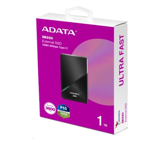 ADATA Externí SSD 2TB SE920, USB 4 Type-C, R:3800/W:3700MB/s, černá