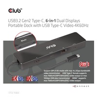 Club 3D Dokovací stanice USB-C 6v1, 1xHDMI, 1xUSB-C PD 100W, 2x USB, 1xRJ45, černá