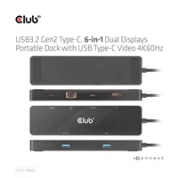Club 3D Dokovací stanice USB-C 6v1, 1xHDMI, 1xUSB-C PD 100W, 2x USB, 1xRJ45, černá