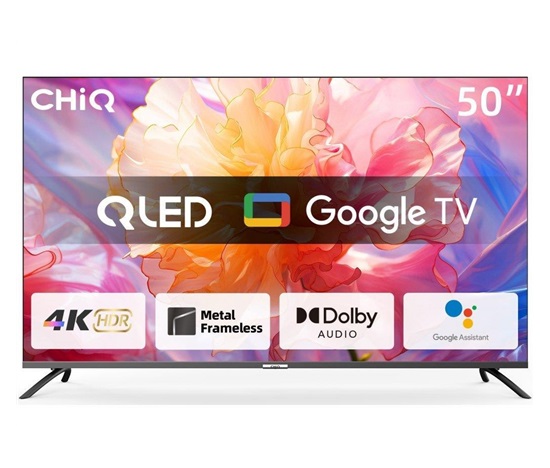 CHiQ U50QM8E TV 50", UHD, QLED, smart, Google TV, dbx-tv, Dolby Audio, Frameless