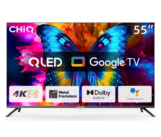 CHiQ U55QM8E TV 55", UHD, QLED, smart, Google TV, dbx-tv, Dolby Audio, Frameless