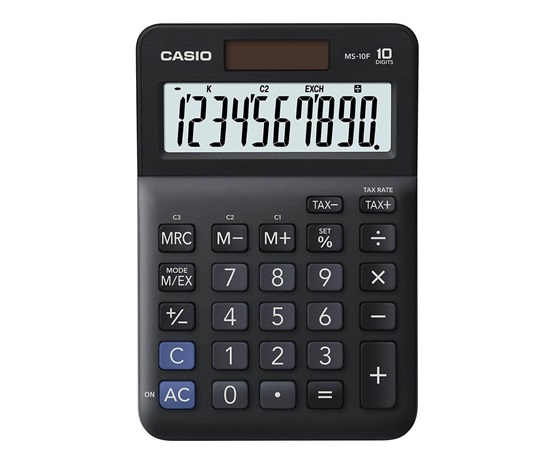 CASIO kalkulačka MS 10 F, černá, stolní, desetimístná