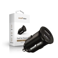 RhinoTech LITE MINI kovový duální USB-A nabíjecí adaptér do auta 24W černá