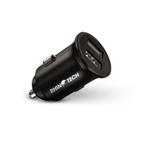 RhinoTech LITE MINI kovový duální USB-A nabíjecí adaptér do auta 24W černá