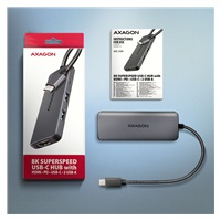 AXAGON HMC-5H8K, USB 5Gbps hub, 2x USB-A, USB-C, HDMI 8k/30Hz, PD 100W, kabel USB-C 15cm