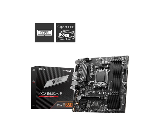 MSI MB Sc AM5 PRO B650M-P, AMD B650, 4xDDR5, 1xDP, 1xHDMI, 1xVGA, mATX