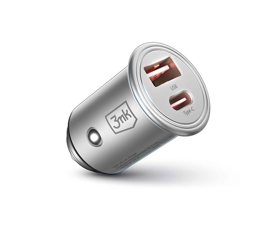 3mk nabíječka do auta - Hyper Car Charger 45W, 1x USB + 1x USB-C (PD)