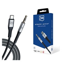 3mk audio kabel - AUX Cable USB-C - Jack 3,5 mm, 1m, černá