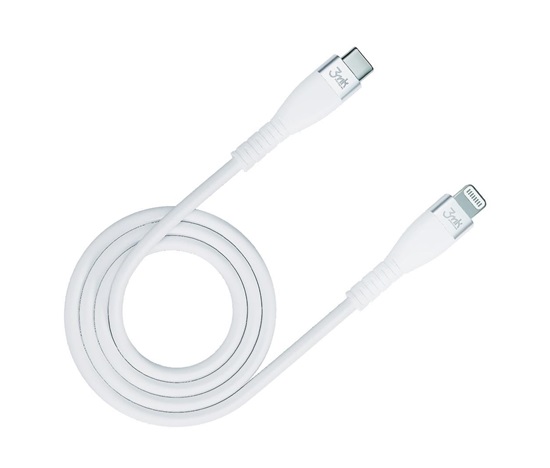 3mk datový kabel - Hyper Silicone Cable Type-C to Lightning 20W 3A, bílá