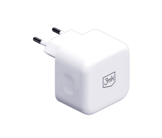 3mk síťová nabíječka - Hyper Charger 35W, GaN, 2x USB-C (PD), bílá