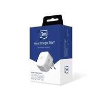 3mk síťová nabíječka - Hyper Charger 35W, GaN, 2x USB-C (PD), bílá