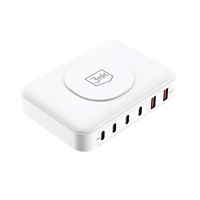 3mk síťová nabíječka - Hyper Charger PowerMax 100W, GaN 4x USB-C (PD) / 2x USB, bílá