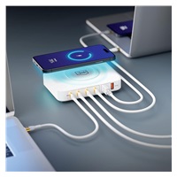 3mk síťová nabíječka - Hyper Charger PowerMax 100W, GaN 4x USB-C (PD) / 2x USB, bílá