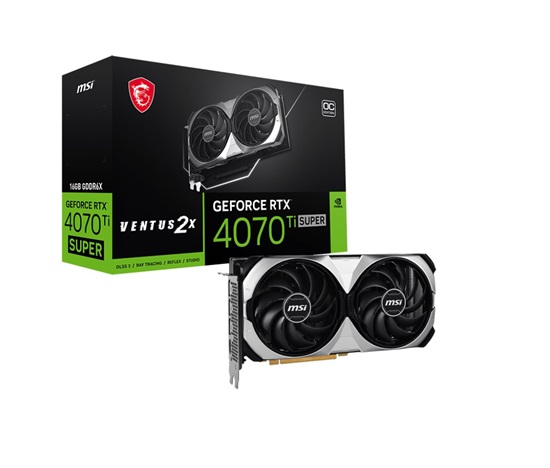 MSI VGA NVIDIA GeForce RTX 4070 Ti SUPER 16G VENTUS 2X OC, 16G GDDR6X, 3xDP, 1xHDMI