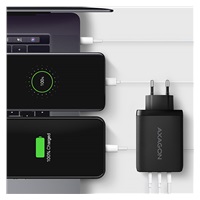AXAGON ACU-DPQ100, GaN ładowarka sieciowa 100W, 3x port (USB-A + dual USB-C), PD3.0/PPS/QC4+/Apple, czarna