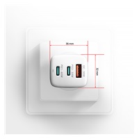 AXAGON ACU-DPQ65W, GaN ładowarka sieciowa GaN 65W, 3x port (USB-A + dual USB-C), PD3.0/QC4+/PPS/Apple, biała