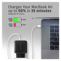 AXAGON ACU-PQ45 GaN ładowarka sieciowa 45W, 2x port (USB-A + USB-C), PD3.0/PPS/QC4+/SFC 2.0/AFC/Apple