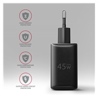 AXAGON ACU-PQ45 GaN ładowarka sieciowa 45W, 2x port (USB-A + USB-C), PD3.0/PPS/QC4+/SFC 2.0/AFC/Apple