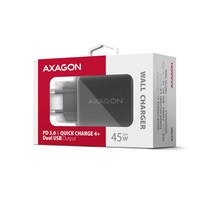 AXAGON ACU-PQ45 GaN ładowarka sieciowa 45W, 2x port (USB-A + USB-C), PD3.0/PPS/QC4+/SFC 2.0/AFC/Apple