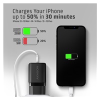 AXAGON ACU-PQ20, ładowarka sieciowa 20W, 2x port (USB-A + USB-C), PD3.0/PPS/QC4+/AFC/Apple, czarna