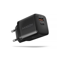 AXAGON ACU-PQ20, ładowarka sieciowa 20W, 2x port (USB-A + USB-C), PD3.0/PPS/QC4+/AFC/Apple, czarna