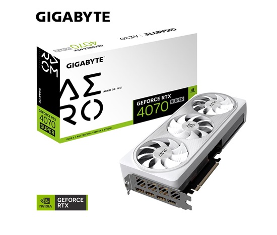 GIGABYTE VGA NVIDIA GeForce RTX 4070 SUPER AERO OC 12G, 12G GDDR6X, 3xDP, 1xHDMI