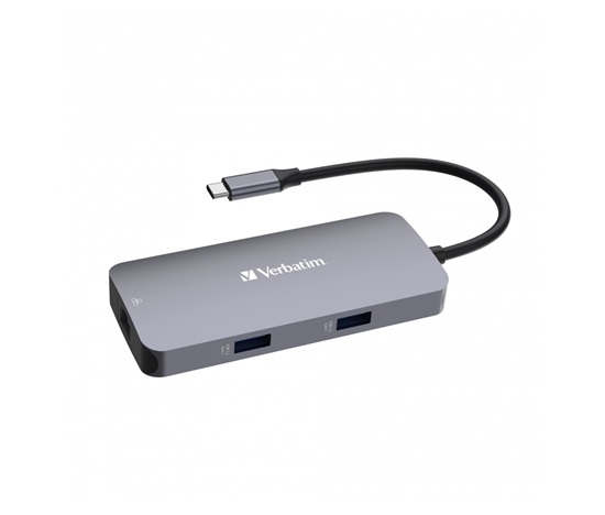 VERBATIM Hub USB-C Pro Multiport 5 Port, 2x USB 3.2, 1x USB-C, HDMI, RJ45, šedá