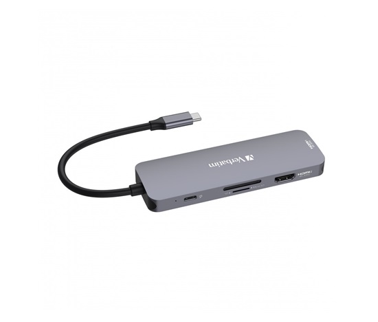 VERBATIM Hub USB-C Pro Multiport 8 Port, 3x USB 3.2, 1x USB-C, 2xHDMI, microSD/SD, šedá