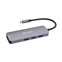 VERBATIM Hub USB-C Pro Multiport 8 Port, 3x USB 3.2, 1x USB-C, 2xHDMI, microSD/SD, šedá