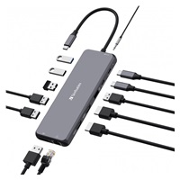 VERBATIM Hub USB-C Pro Multiport 13 Port, 6x USB-A, 2x USB-C, 2x HDMI, DP, RJ45, 3.5mm Jack audio, šedá