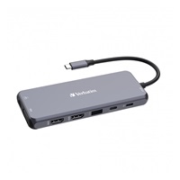 VERBATIM Hub USB-C Pro Multiport 14 Port, 5x USB-A, 2x USB-C, 2x HDMI, 1xVGA, RJ45, 3.5mm Jack audio, microSD/SD, šedá