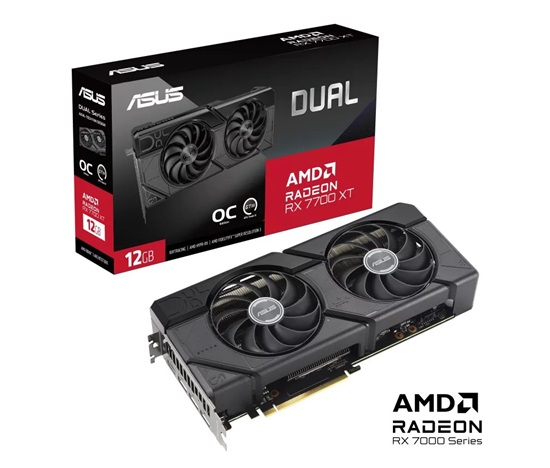 ASUS VGA AMD Radeon RX 7700 XT DUAL OC 12G, 12G GDDR6, 3xDP, 1xHDMI