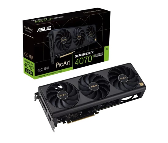 ASUS VGA NVIDIA GeForce RTX 4070 Ti SUPER PROART OC 16G, 16G GDDR6X, 3xDP, 1xHDMI