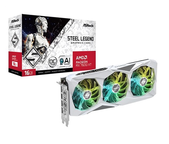 ASRock VGA AMD Radeon RX 7600 XT Steel Legend 16GB OC, RX 7600 XT, 16GB GDDR6, 3xDP, 1xHDMI