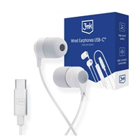 3mk sluchátka - Wired Earphones USB-C, bílá