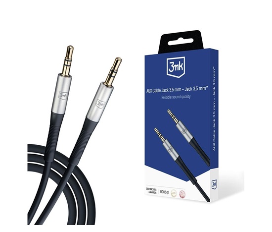 3mk audio kabel - AUX Cable Jack 3,5 mm - Jack 3,5 mm, délka 1 m, černá