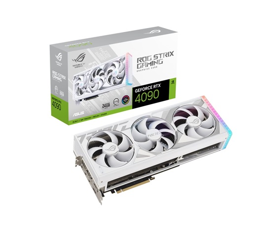 ASUS VGA NVIDIA GeForce RTX 4090 ROG STRIX WHITE 24G, 24G GDDR6X, 3xDP, 2xHDMI