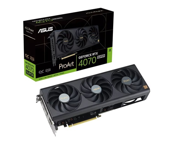 ASUS VGA NVIDIA GeForce RTX 4070 PROART SUPER OC 12G, 12G GDDR6X, 3xDP, 1xHDMI