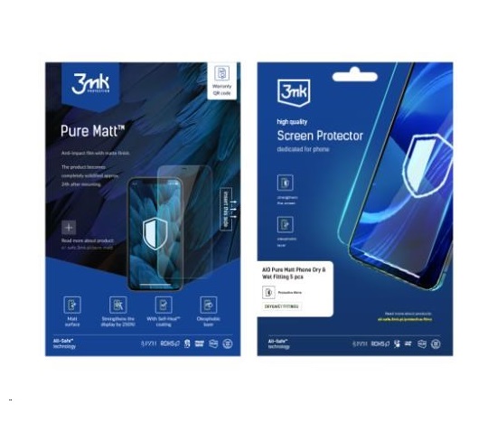 3mk All-Safe - AIO fólie Pure Matt Dry & Wet Fitting Phone, 5 ks