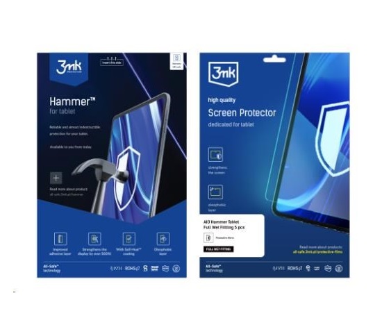 3mk All-Safe - AIO fólie Pure Matt Pro Full Wet Fitting Tablet, 5 ks